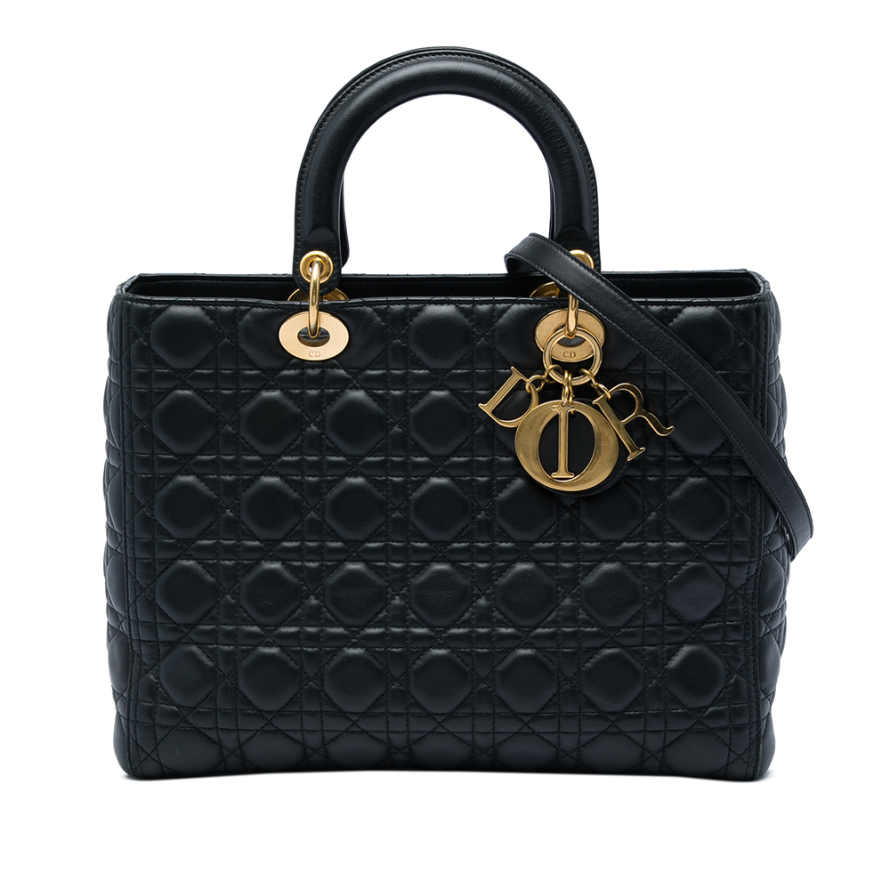 Pre-Loved Dior Large Lambskin Cannage Lady Dior